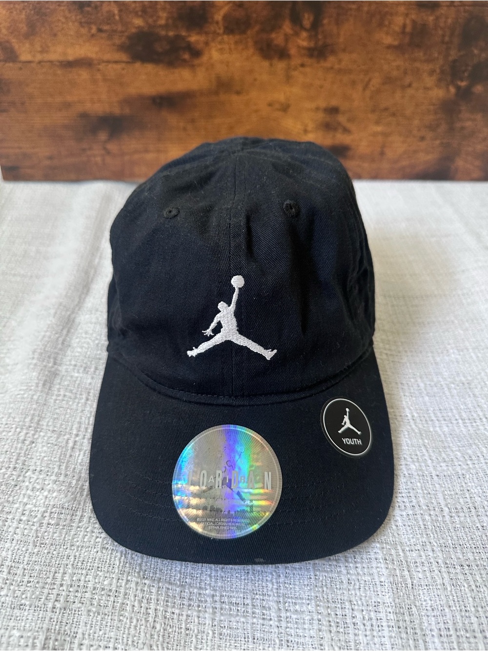 Jordan Black Youth Cap with White Jumpman